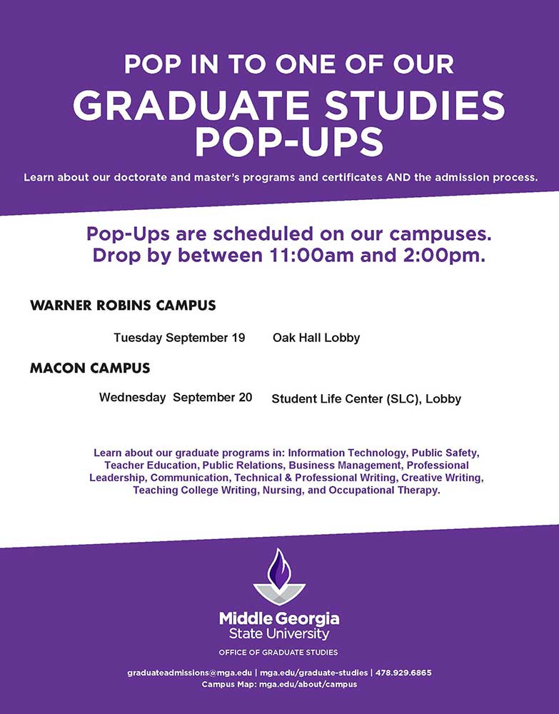 Graduate studies pop-up flyer.